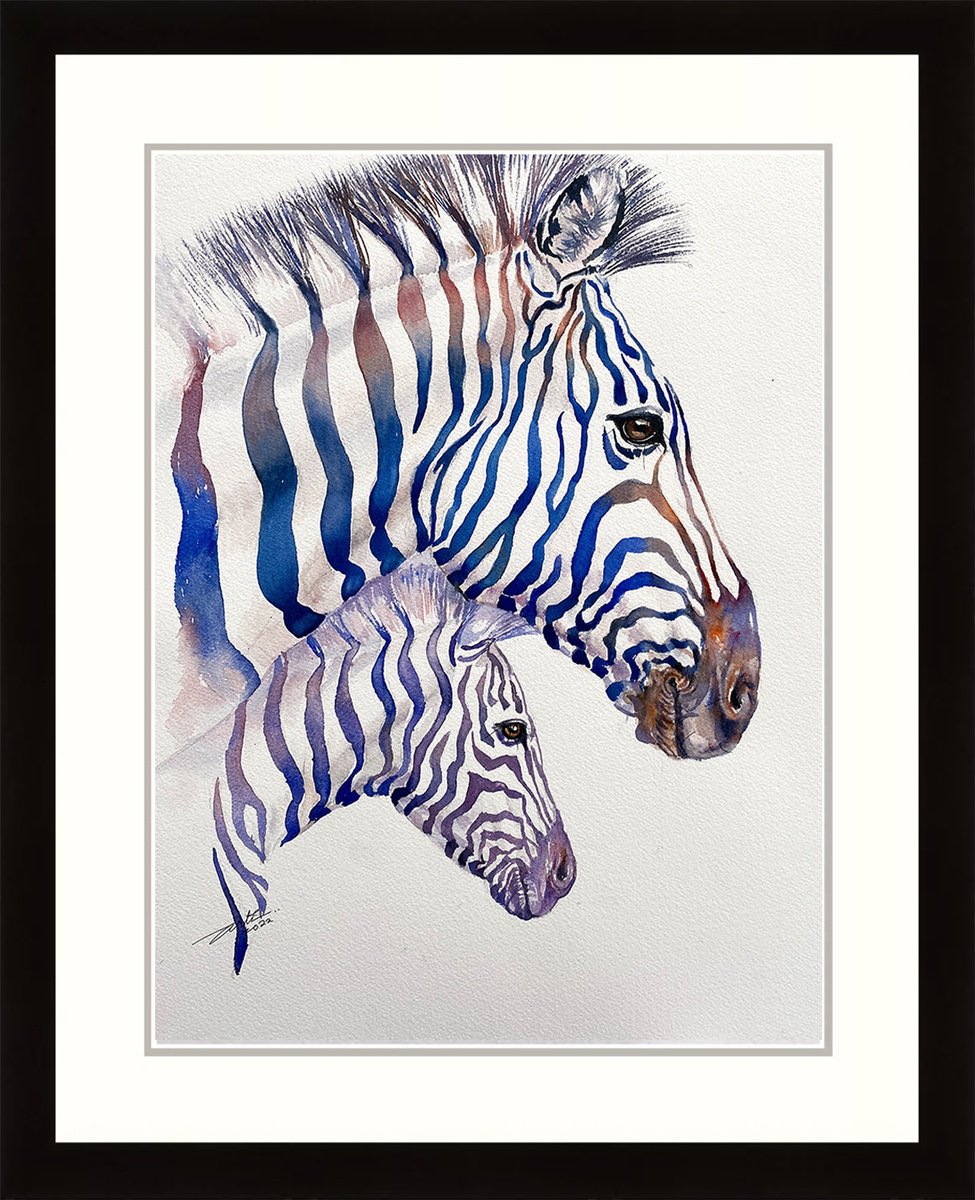 Photorealistic Animal Watercolour By Arti Chauhan, 15 X 19, In My Heart Ii_ Zebra, Original Artwork