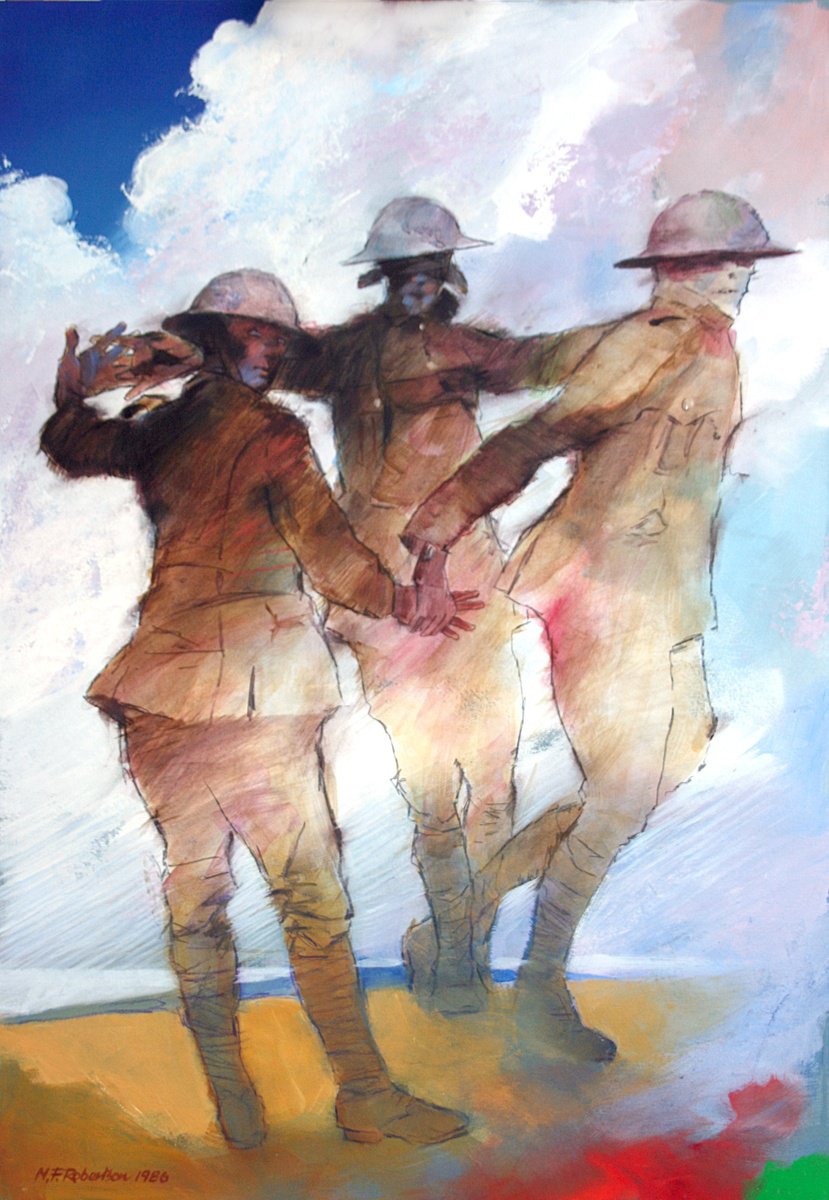 Portrait Acrylic Painting By Nicholas Robertson, 21 X 31", Dud Corner, Original Artwork