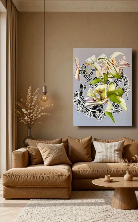 Lilies on Lace.
