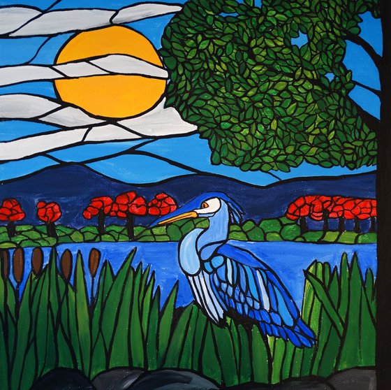 Blue Heron painting