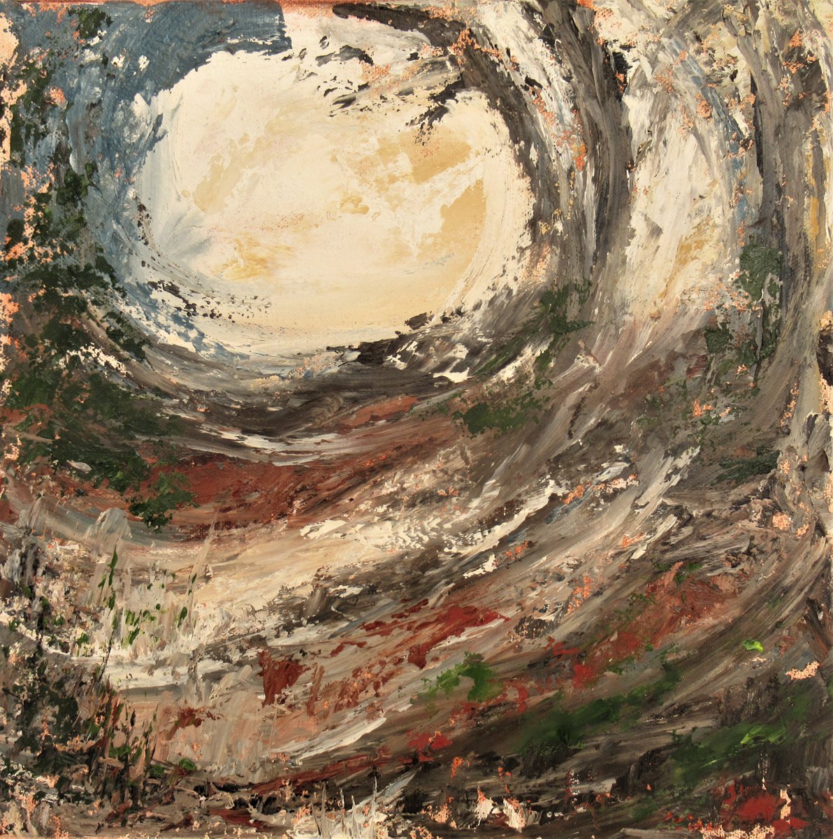 Expressive Landscape Oil Painting By Sherry Edmondson, 13 X 13", The Old Claypit, Original Artwork