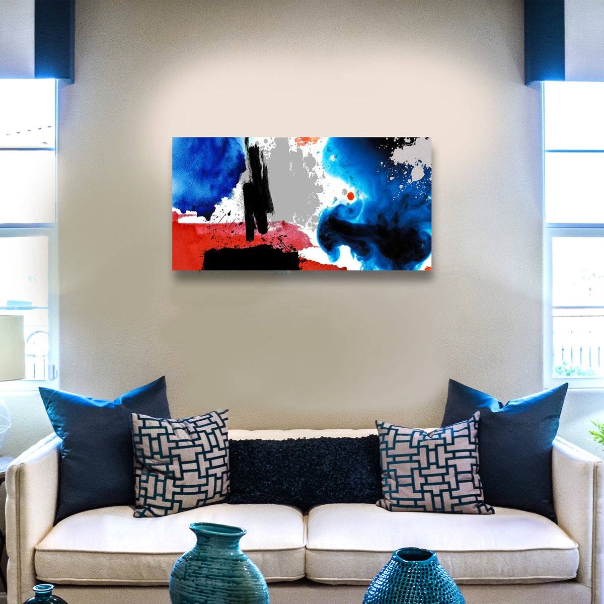 Organic Abstract Print By Lynne Godina-Orme, 31 X 16", Blue Dancer, Original Artwork