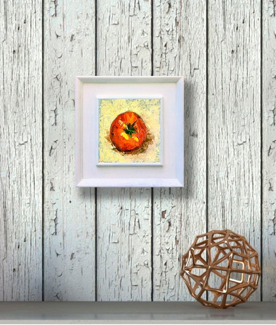 Tomato Painting Original Art Vegetable Artwork Impasto Food Wall Art Small Oil Painting