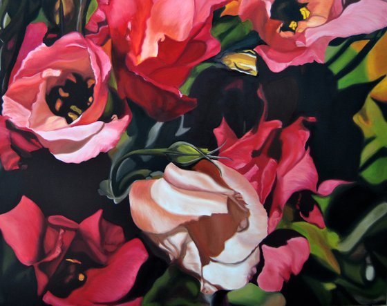 Roses  painting, Eustoma