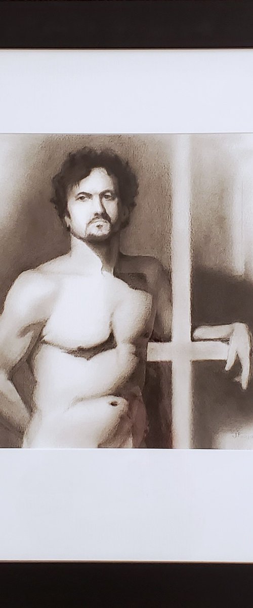 Original Academic Drawing Study in Charcoal from Life by Joyce Fournier