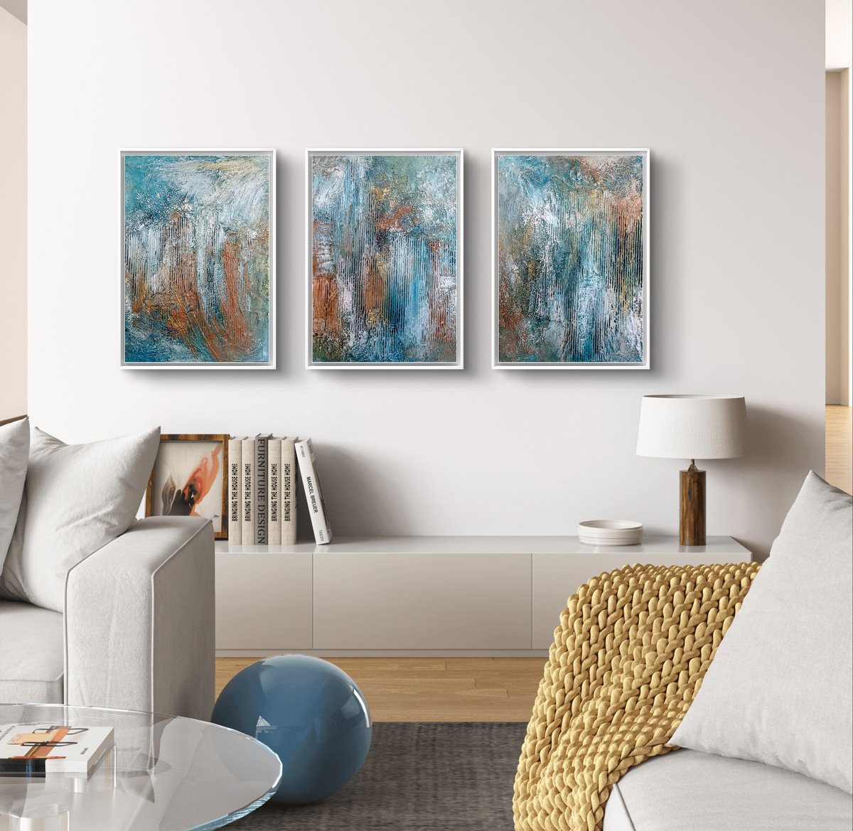 Abstract Acrylic Painting By Alexandra Petropoulou, 59 X 24, Beyond The Sky, Original Artwork