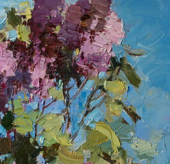 Blooming lilacs - Original oil painting