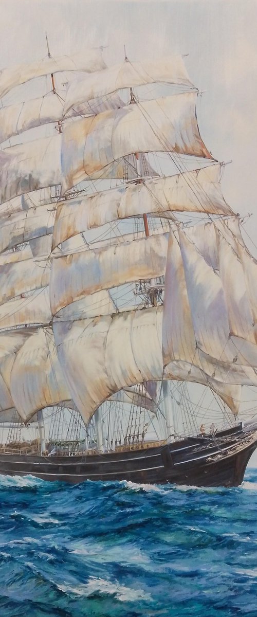 THE CUTTY SARK AT SEA IN FINE WEATHER by Peter Goodhall