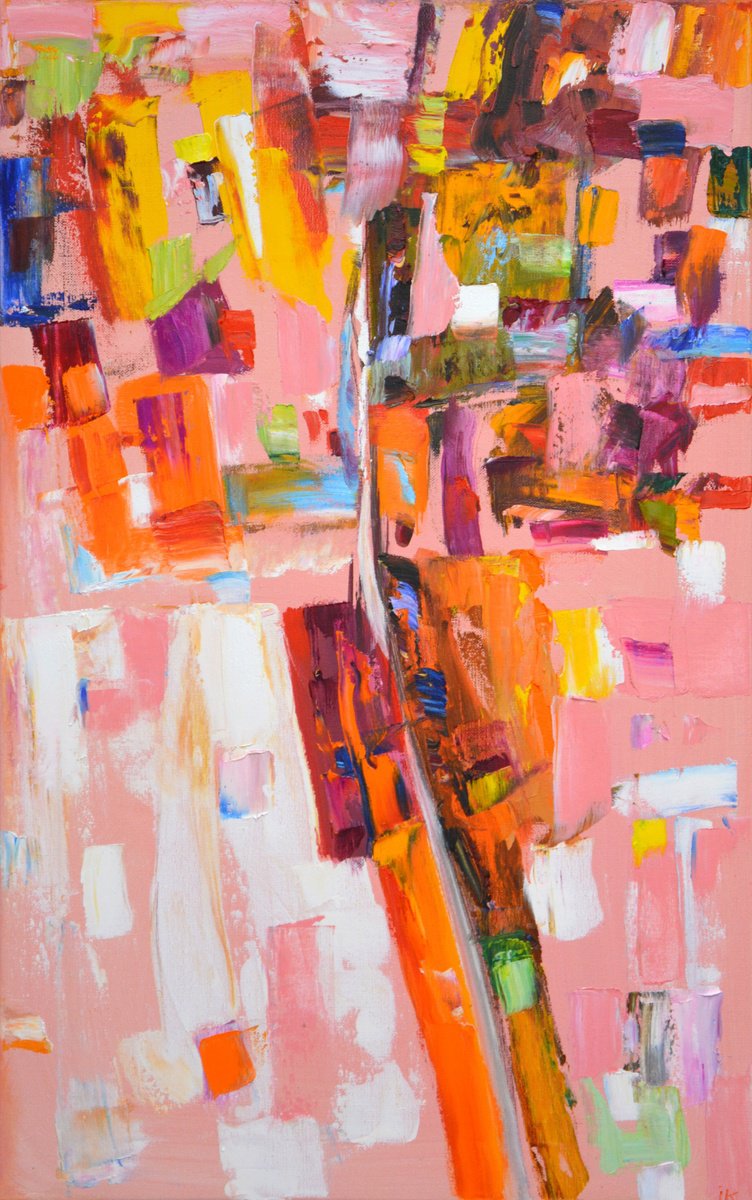 Abstract Oil Painting By Iryna Kastsova, 20 X 31, Abstraction 10, Original Artwork