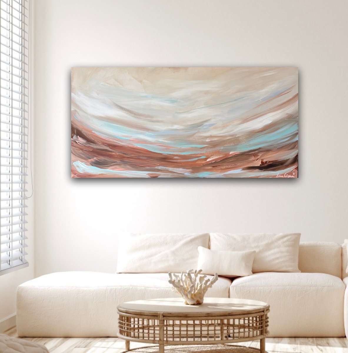 Abstract Landscape Acrylic Painting By Ivana Gigovic, 47 X 24, Serenity No 20, Original Artwork