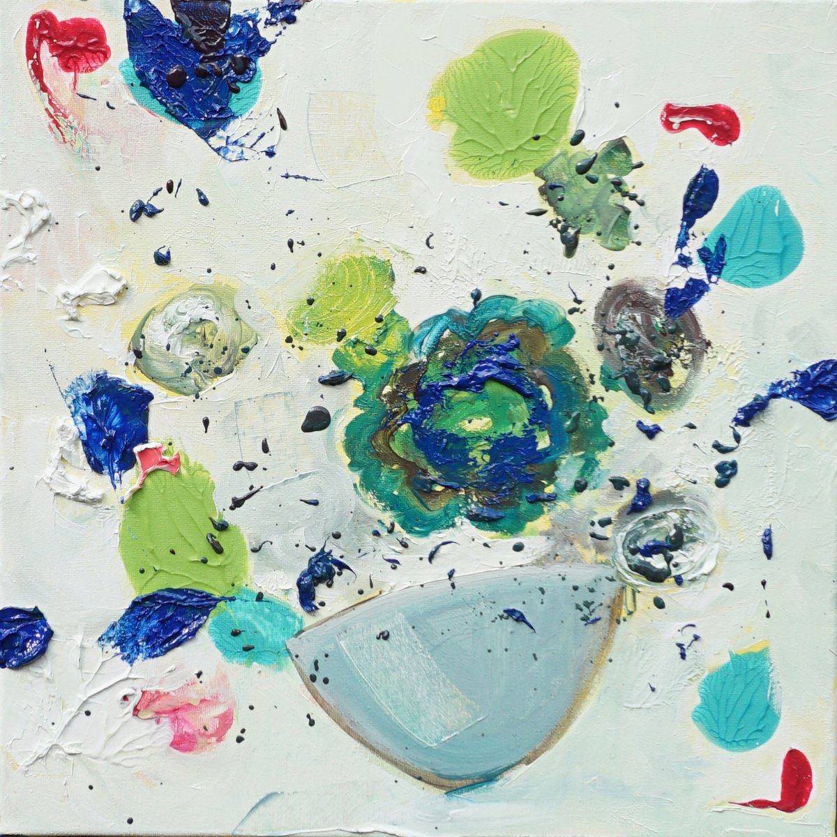 Abstract Botanical Oil Painting By Jelena B, 14 X 14, Succulents, Original Artwork