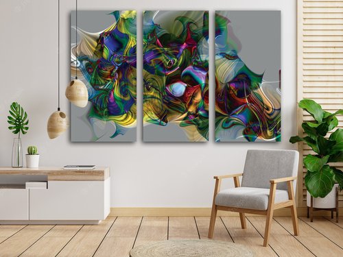 Mambo 2/XL large triptych, set of 3 panels by Javier Diaz