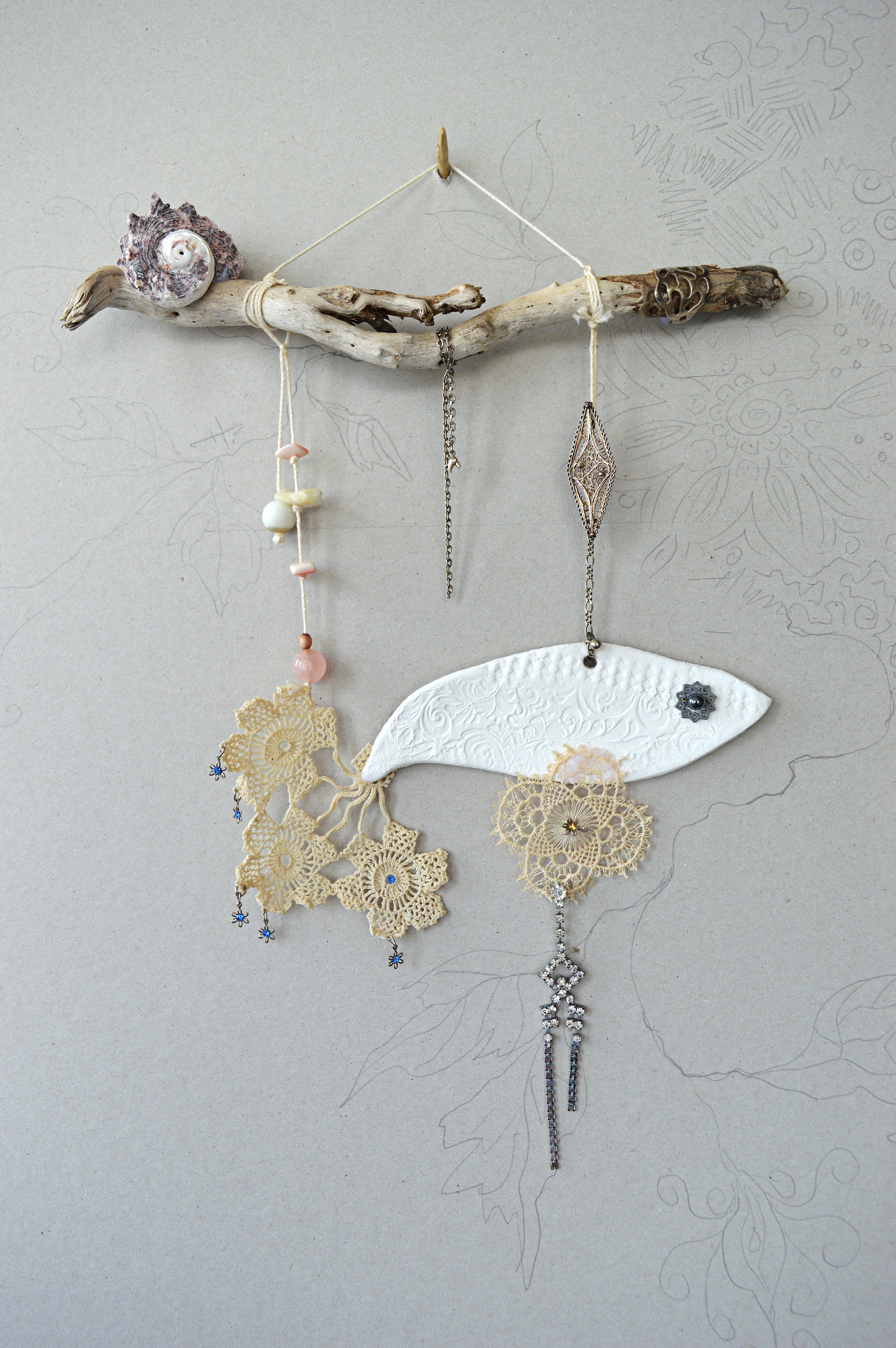 Animal Relief By Silvia Pavlova, 11 X 15", "Sea Flowers", Original Artwork