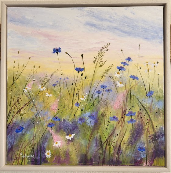 Cornflowers in the Meadow (Meadow Painting)