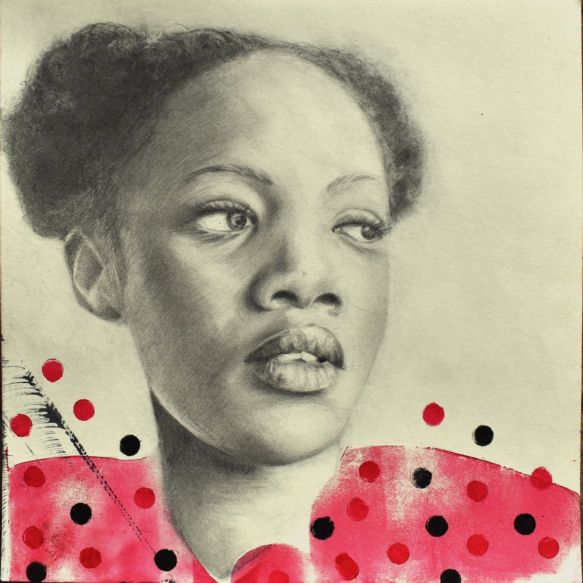 Illustrative Portrait Pencil Drawing By Manel Villalonga, 12 X 12", 246 Black Power, Original Artwork