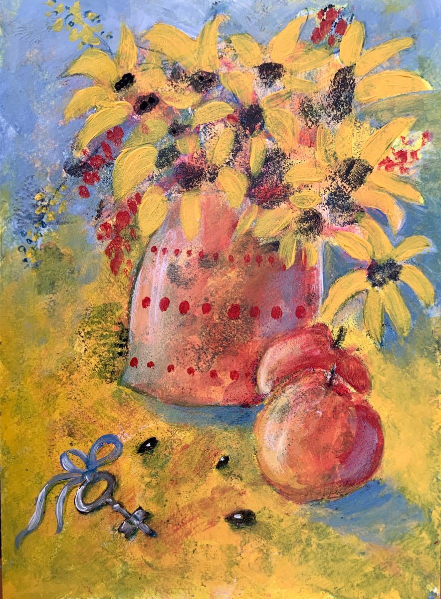 Impressionistic Drawing , Sunlit Bouquet By Alexandra Jagoda (Ovcharenko), 9 X 13, Artwork For Sale On Artfinder