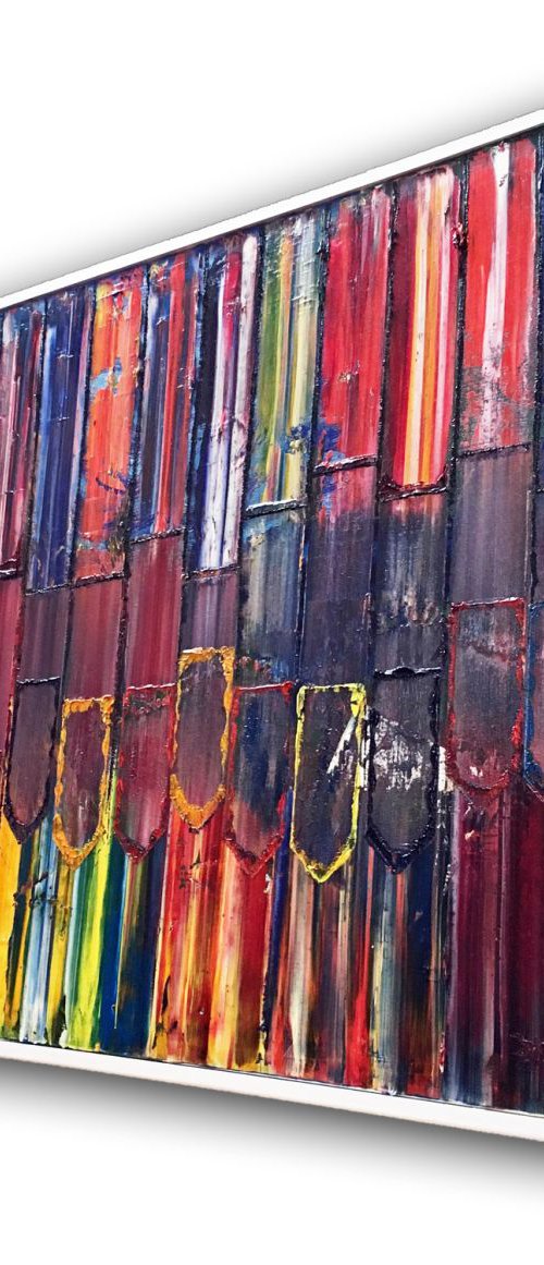 "Escape From The City" - New Abstract Oil Painting - 36" x 24", Framed by Preston M. Smith (PMS)