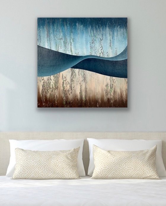 Blue ribbon wave - 70cm x 70cm