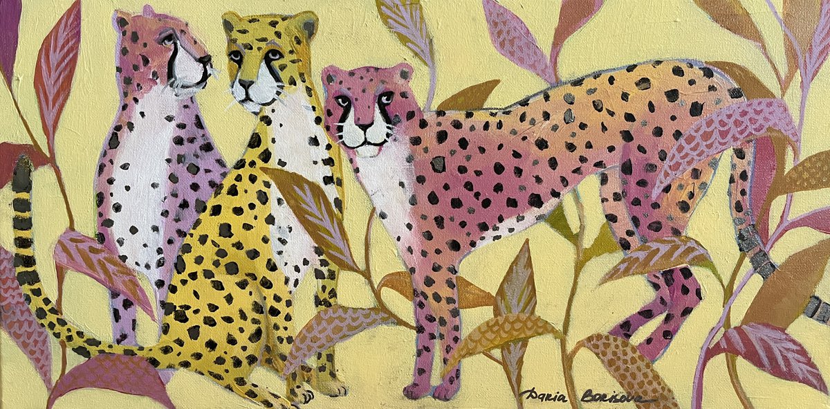 Surrealistic Animal Acrylic Painting By Daria Borisova, 20 X 10, Savannah, Original Artwork