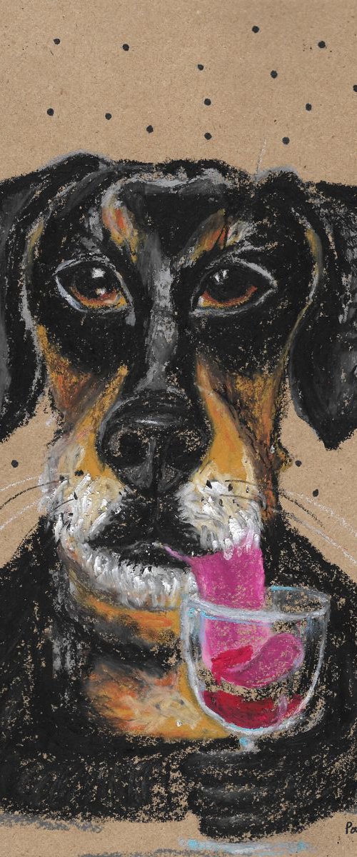Dachshund and red wine #2 by Pavel Kuragin