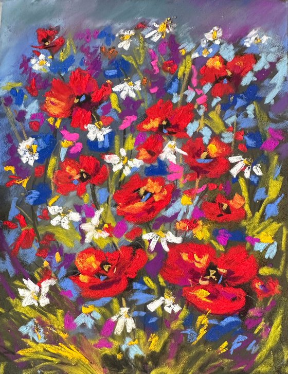 Red poppies wildflowers
