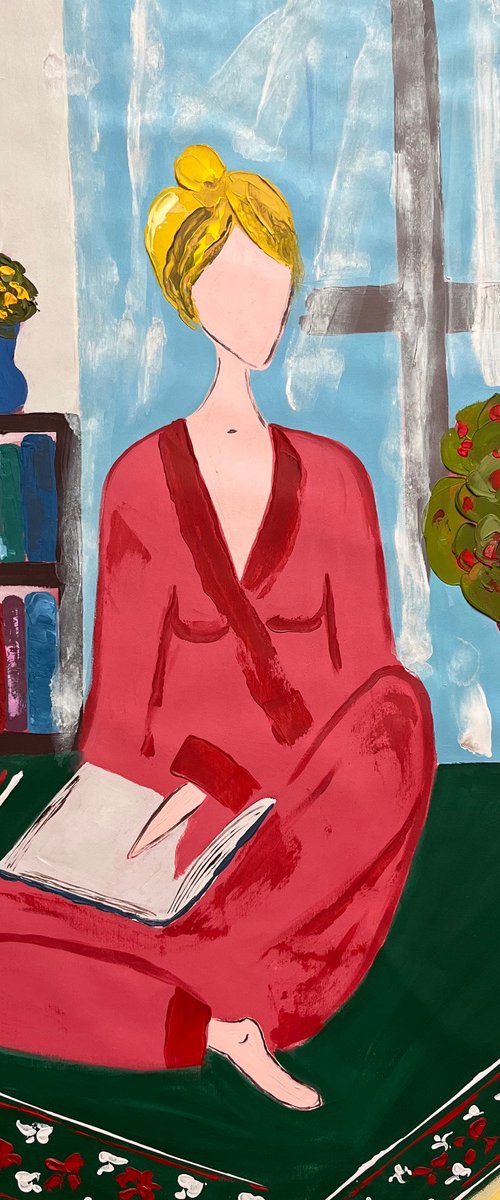 Reading Woman Original Painting by Halyna Kirichenko