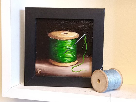 Little green cotton reel #2 still life