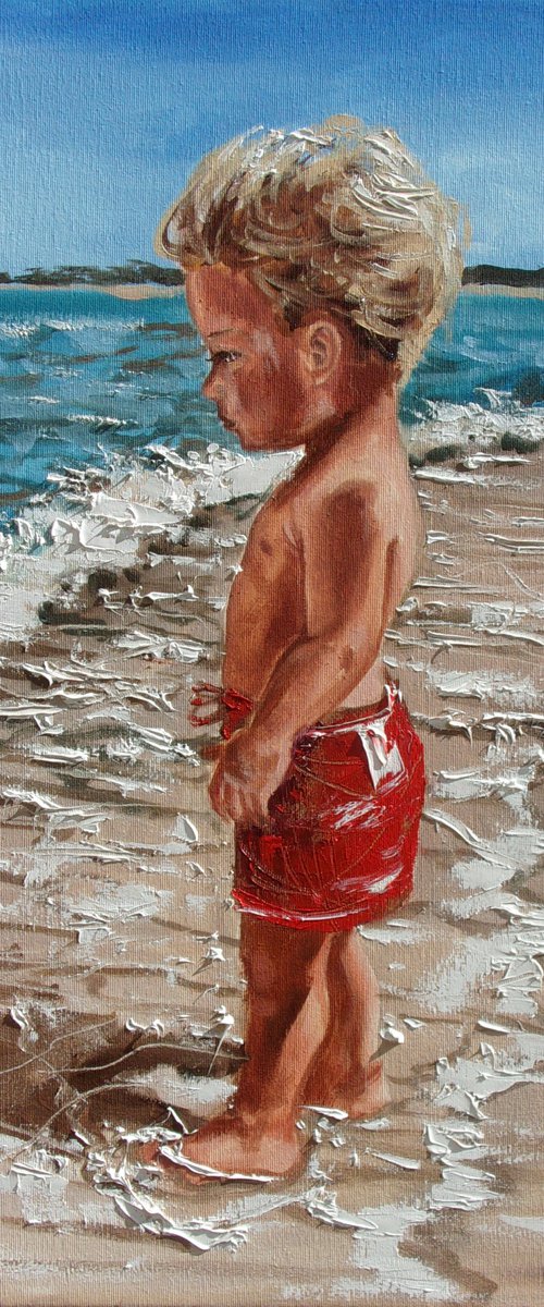 " LOOKING FOR II " original painting palette knife GIFT MODERN URBAN ART OFFICE ART DECOR HOME DECOR GIFT IDEA by Monika Luniak
