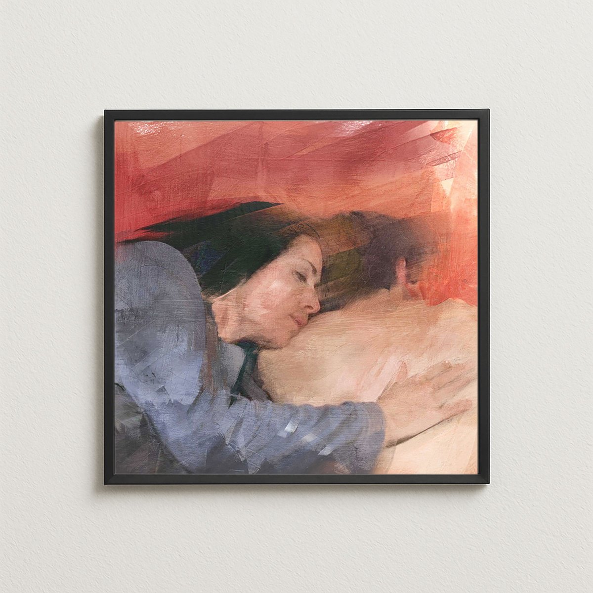 Impressionistic Portrait Acrylic Painting By Dario Moschetta, 24 X 24, Resting Soul, Original Artwork