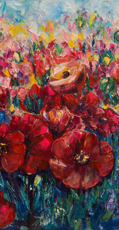 Poppies 16" X 20" X 1" by Lena Owens at OLena Art