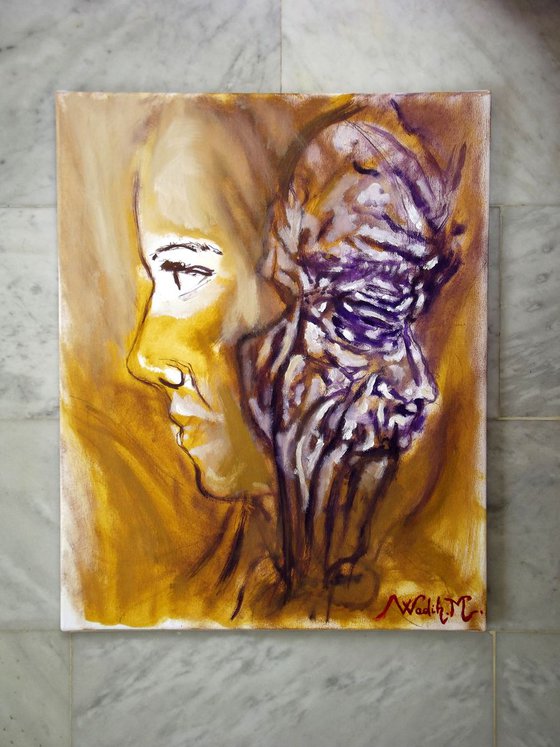 YOUNG AND OLD - Contradicted Figures - Size 40 x 50 cm