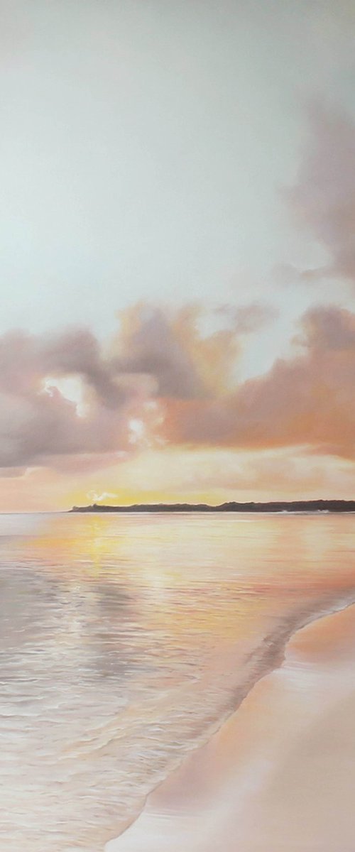 "Pink Dream" Pink beige seascape art by Mary Ameur