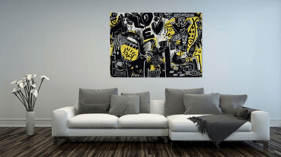 LOVE NATURE B&W......    and yellow 140x200cm