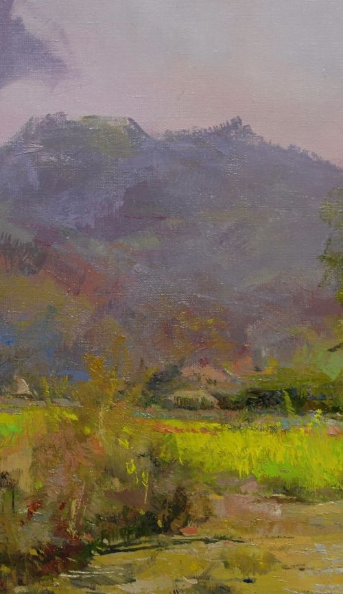 Modern Landscape Painting " Coming Rain " ( 433l15 ) by Yuri Pysar