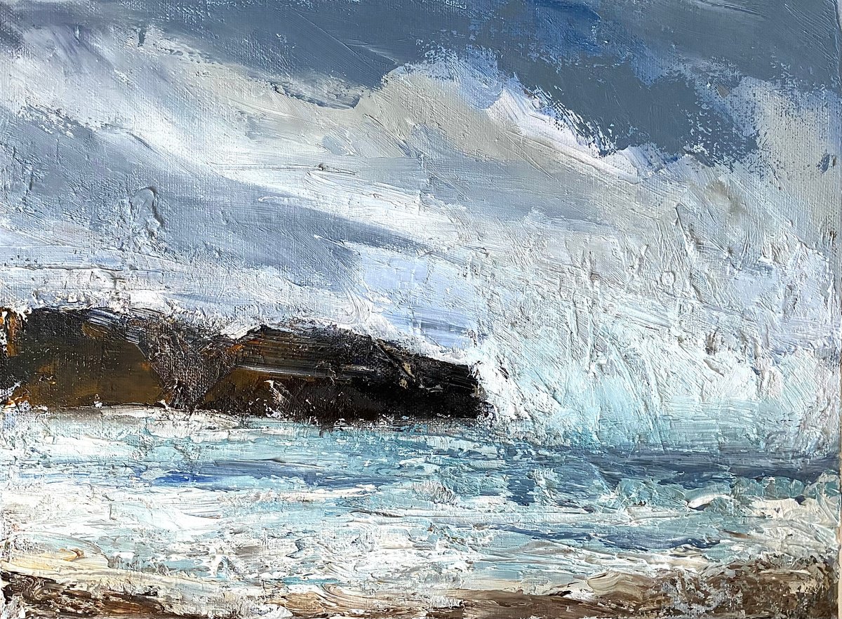 Abstract Landscape Oil Painting By Nikki Wheeler, 16 X 12", Cool Breeze, Original Artwork