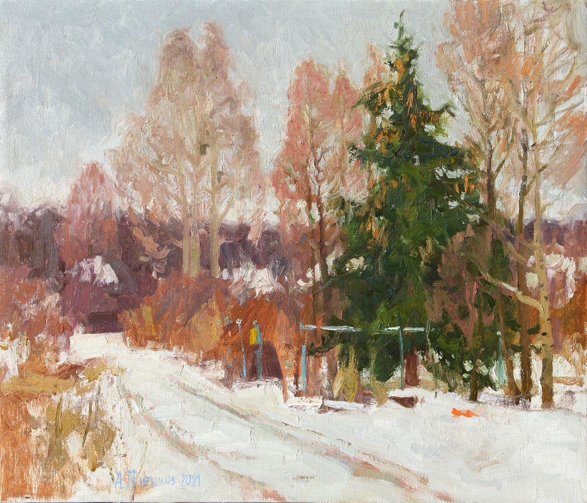 Village street. January by Alexey Pleshkov