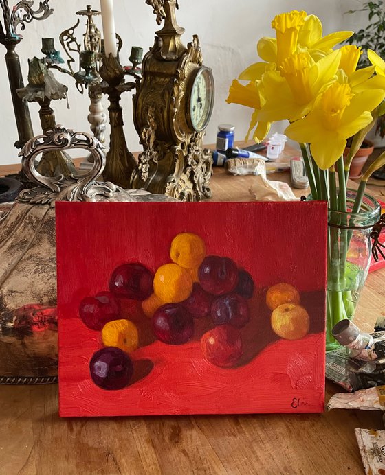 Still life with plums