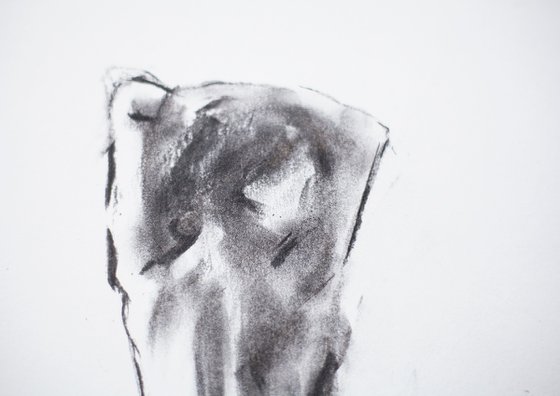 Nude in charcoal. 41. Black and white minimalistic female girl beauty body positive