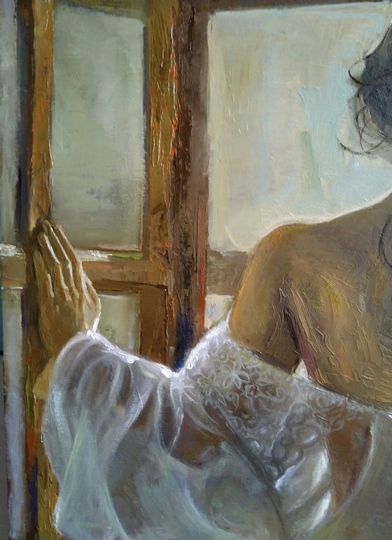 Good morning 55x70cm ,oil/canvas, impressionistic figure