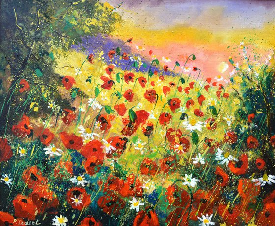 Summer landscapewith poppies