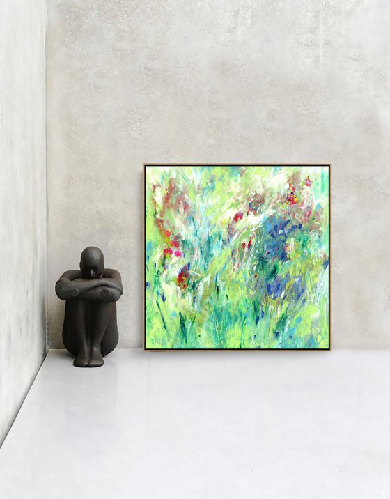 Lost In A Meadow - Abstract Floral art painting by Kathy Morton Stanion