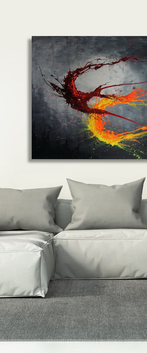 Twisting Fire IX (Spirits Of Skies 080195) (100 x 80 cm) XXL (40 x 32 inches) by Ansgar Dressler