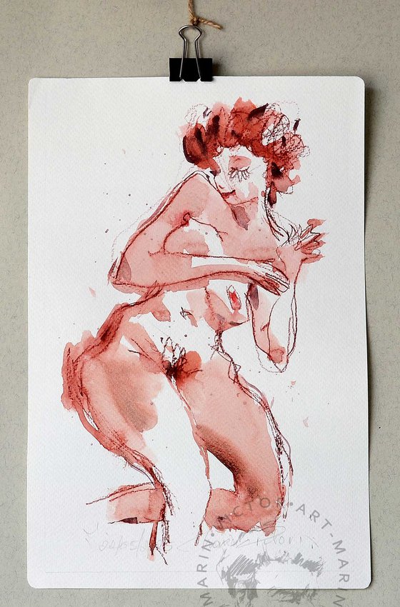 Watercolor Nude Figure