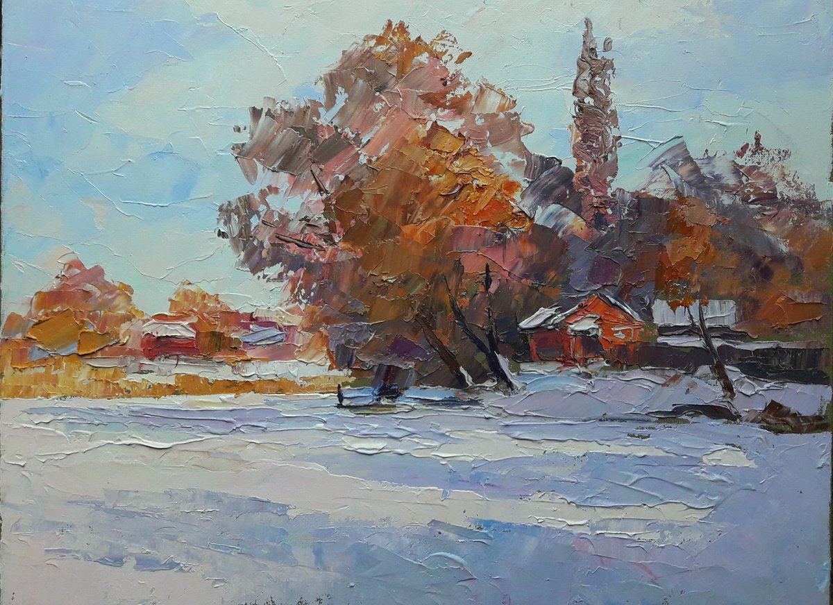 Oil painting It snowed Serdyuk Boris Petrovich original nSerb399 by Boris Serdyuk