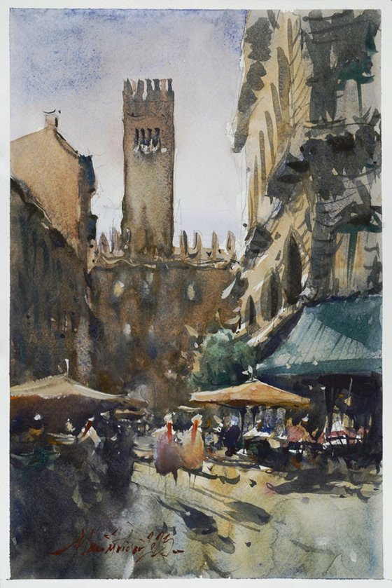 Sunny Bologna street scene