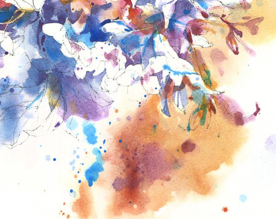 Original watercolor painting "Thousand Shades of Hydrangea Flowers"