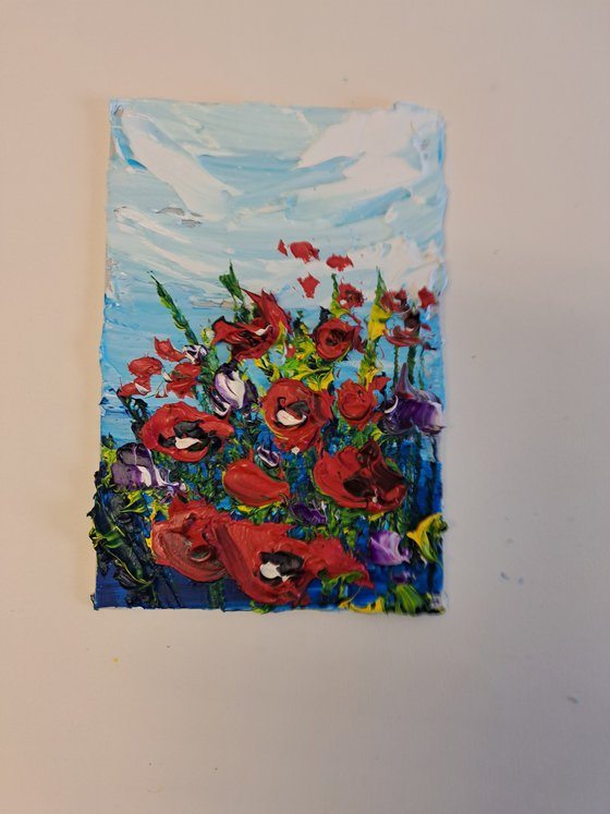 Poppies mini painting