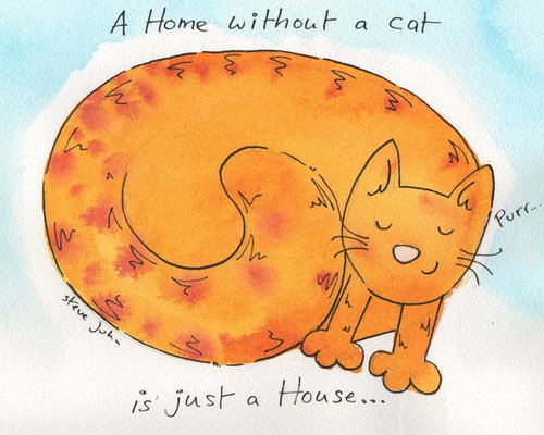 'A home without a cat' Cartoon v2 by Steve John