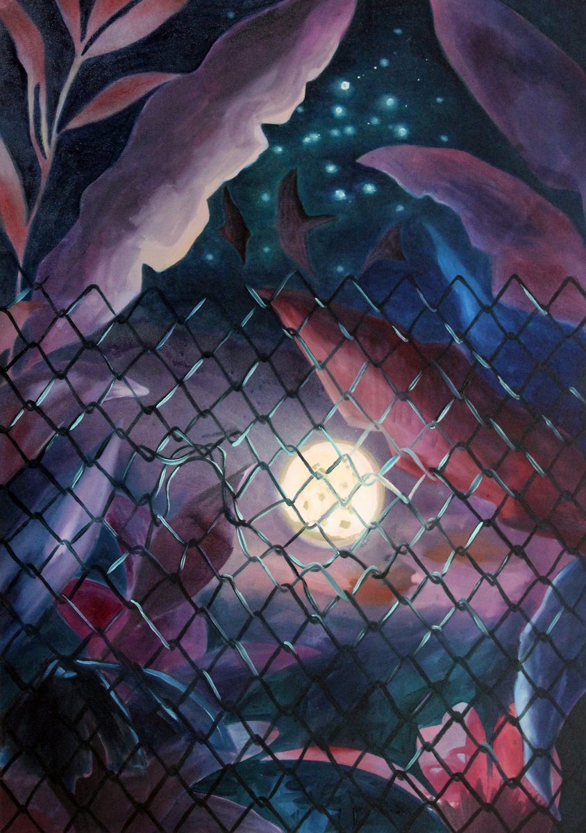 Botanical Oil Painting By Ben Stephenson, 29 X 41, Tropical Highway, Original Artwork