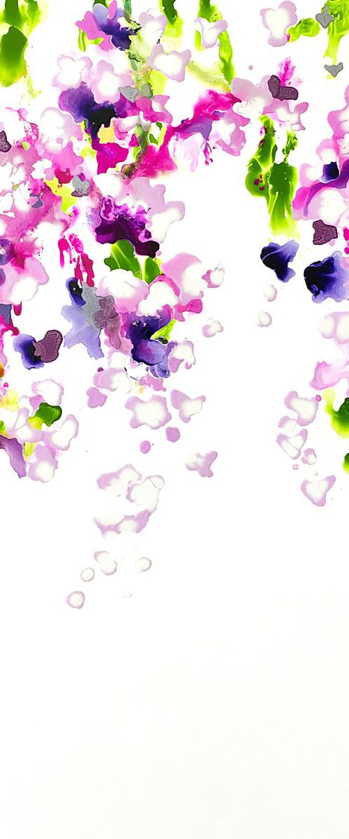 Lilac Falls, 100 x 100cm, Floral abstract art for the Home, Office, Shop, Restaurant or Hotel by Corinne Natel